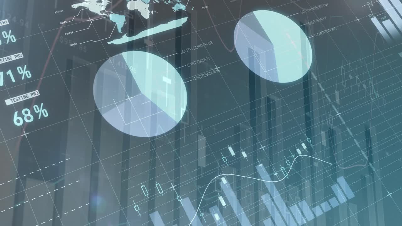 Animation of data processing on black background