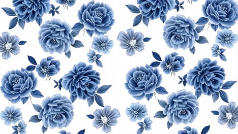 Seamless Blue Floral Pattern on White Background