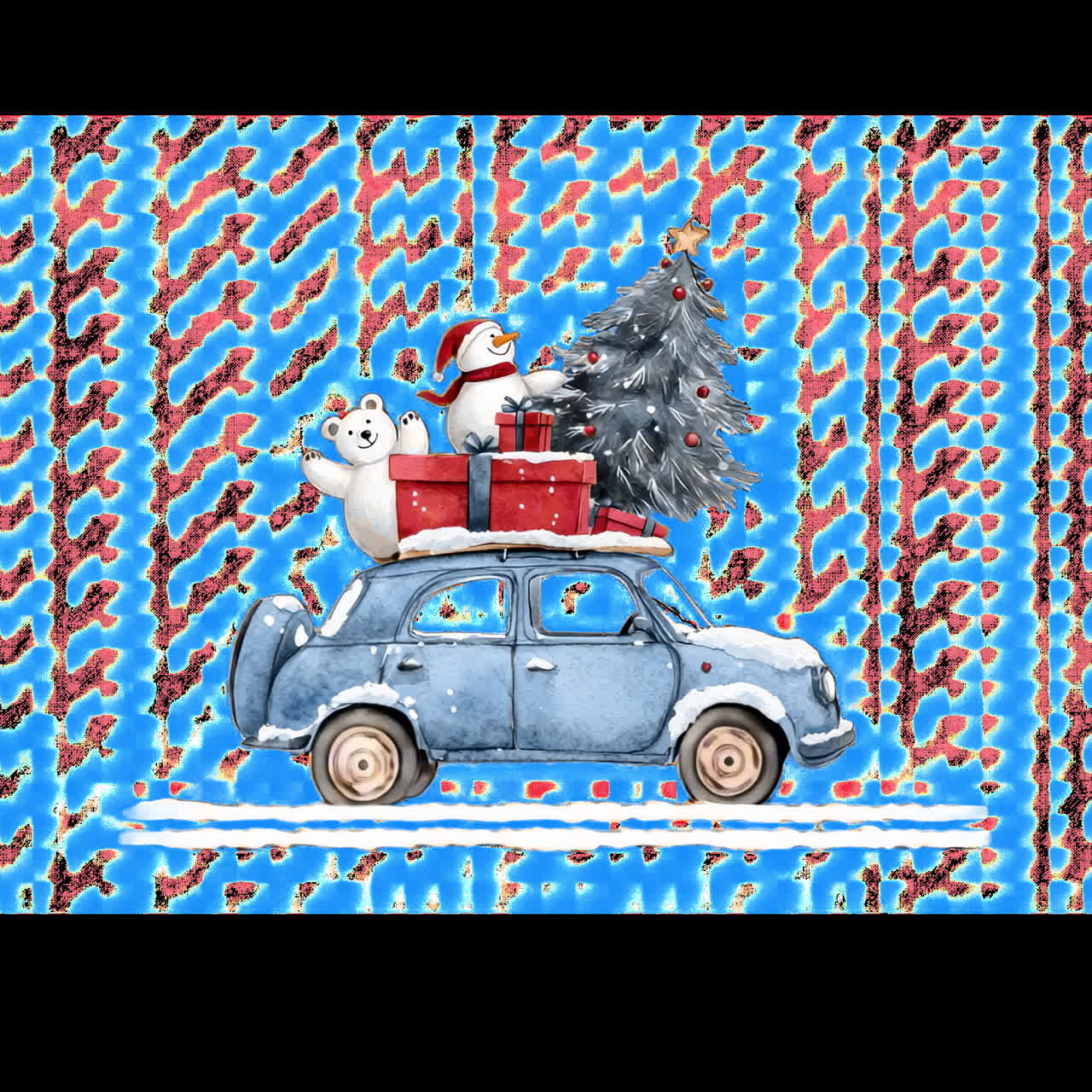 Festive car with holiday gifts animation isolated asset, transparent 4K video, alpha channel, ProRes