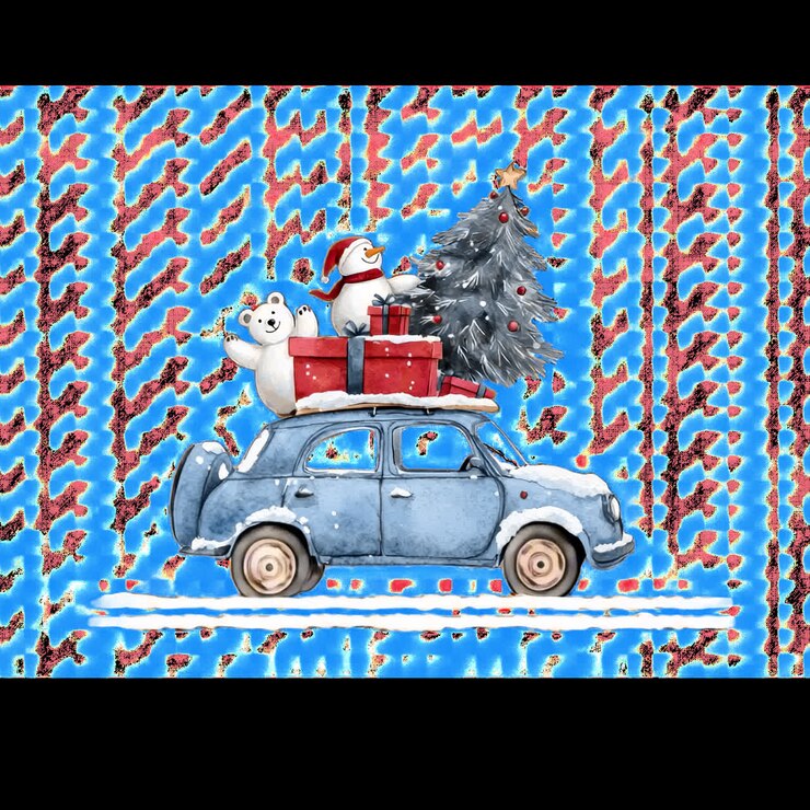 Risorsa isolata animata di auto festiva con regali, video 4K trasparente, canale alfa, ProRes