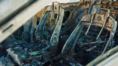 burnt car interior