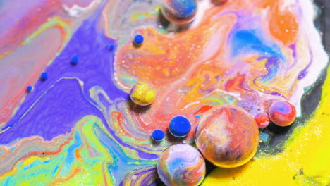 abstract colorful fluid art with bubbles