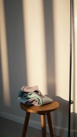 pastel leggings on wooden stool