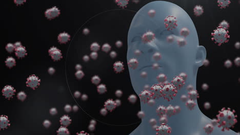 animation of virus cells and circles over digital human