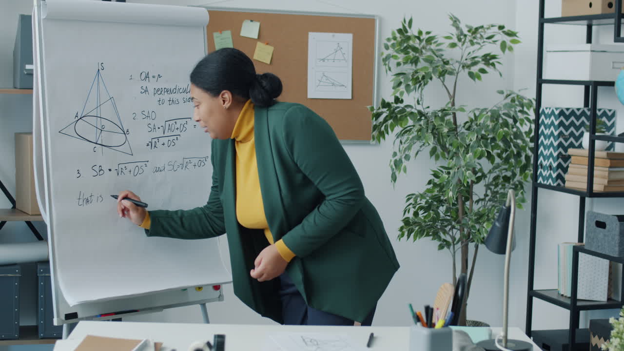 Math Teacher Explaining Geometry on Whiteboard