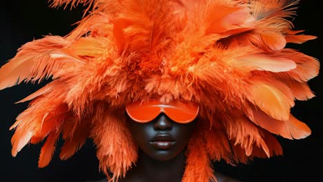 orange feather headpiece fashion portrait