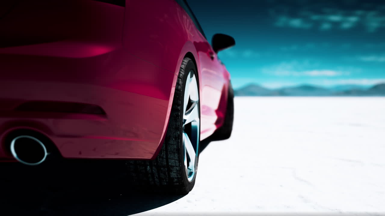 coche rosa en un salino