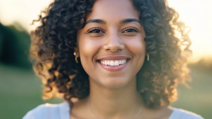 Retrato de uma bela mulher sorridente