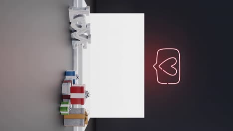 love-themed presentation stage black background mockup vertical