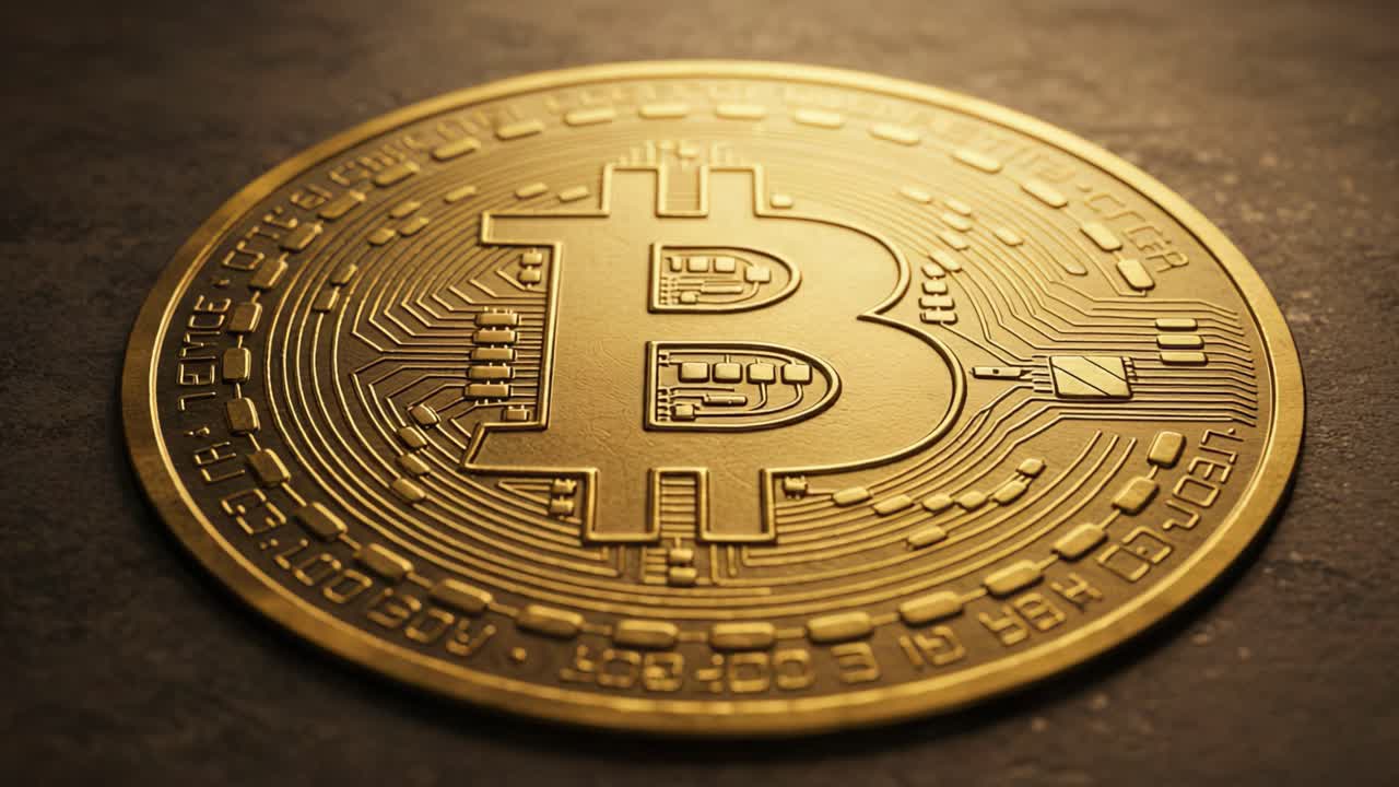 Exploring the Intricate Details of a Bitcoin Coin: A Close-Up Look at the Iconic Cryptocurrency Symbol Reflecting Modern Financial Evolution