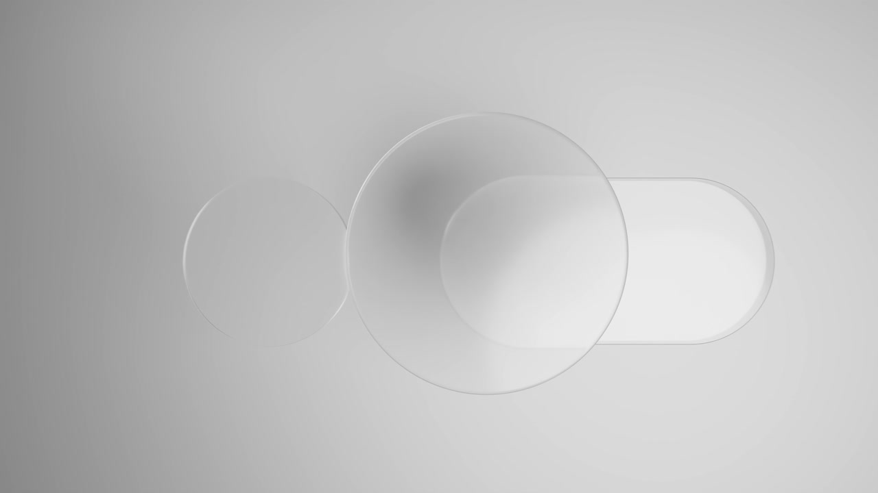 Abstract Translucent Geometric Shapes Moving on Grey Background
