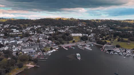 the town of bowness-on-windermere aerial footage