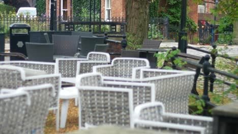 panning shot across outdoor seating area