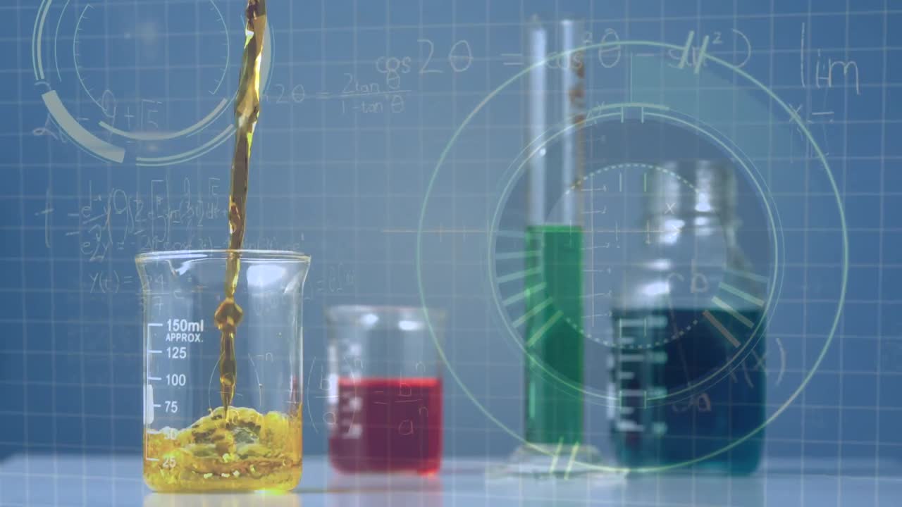 animación del procesamiento de datos sobre vasos