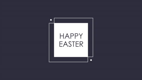 happy easter in frame on blue gradient