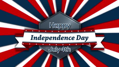 animation of text happy july 4th on silver rectangle with text independence day