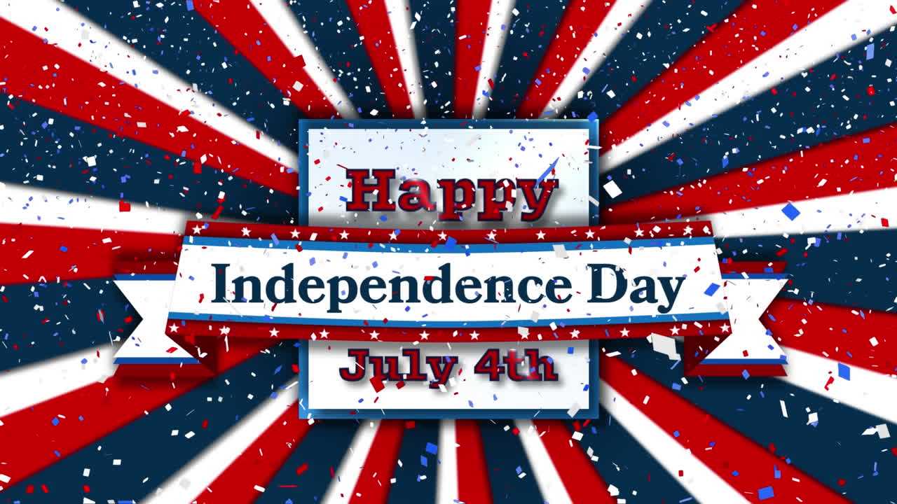 confeti colorido cayendo sobre el texto del día de la independencia