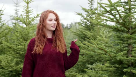 Woman-walking-through-forest-path