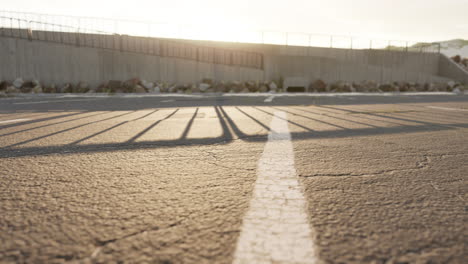 parking lot shadows at sunrise/sunset