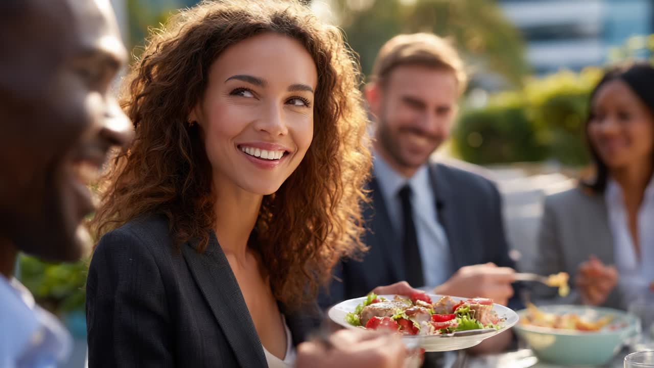 Business lunch outdoors