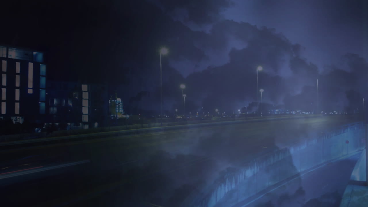 Highway on a stormy night