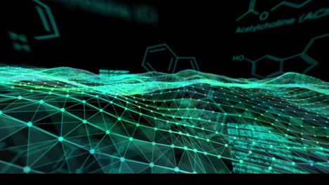 animation of chemical compounds data processing with network of connections