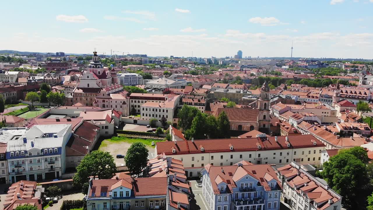 Cityscape and red roof buildings Of Vilnius, Lithuania In Summer. Beautiful Panoramic View Of Old Town. Unesco world heritage site