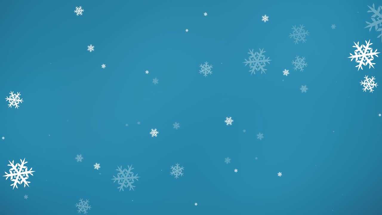 Animation of snowflake christmas pattern on blue background