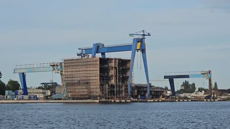 gantry cranes in the harbour in gdansk, poland