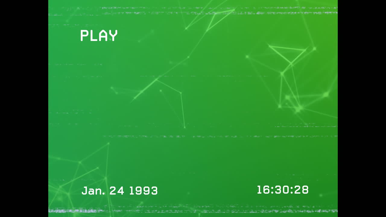 animación de la interferencia a través de la red de conexiones en fondo verde.