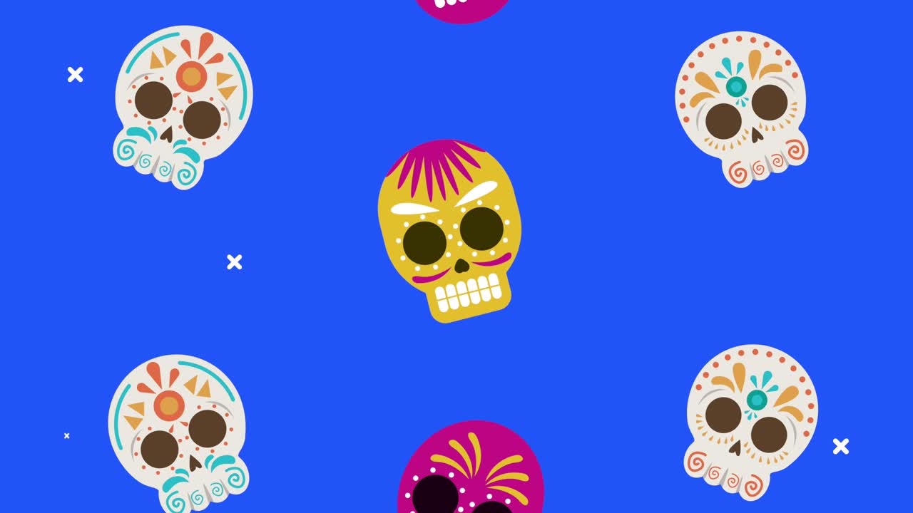 dia de los muertos celebration with skulls pattern