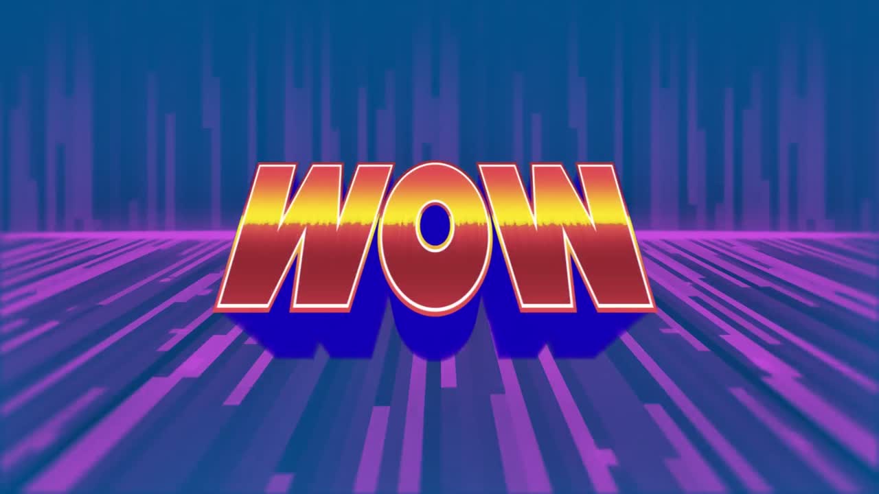 파란색과 분홍색 공간에서 와우의 애니메이션