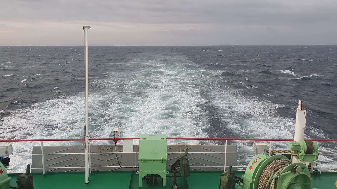 Ship's Wake on a Cloudy Sea