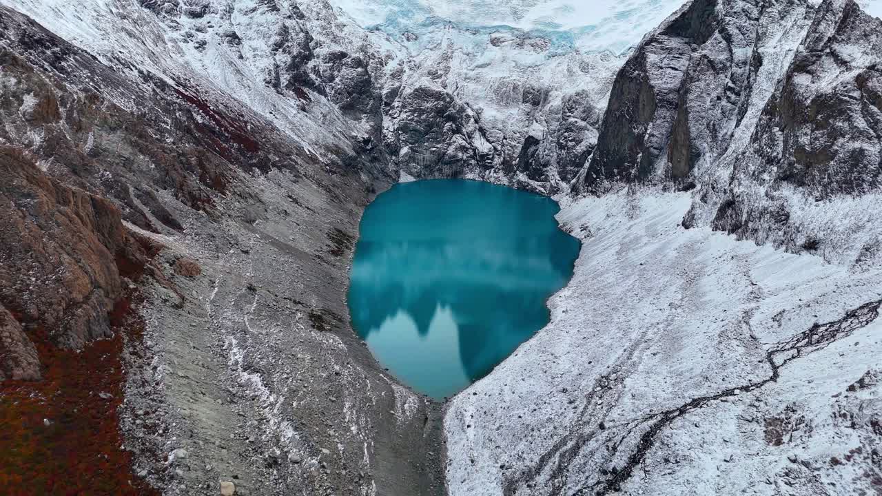 Patagonia 4K aerial - Mount Fitz Roy and glacial lagoon