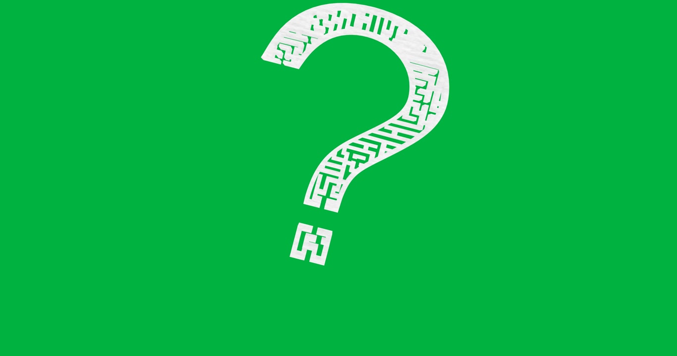 Digital animation of question mark symbol against black background