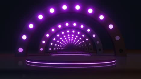 purple neon arch tunnel 3d rendering
