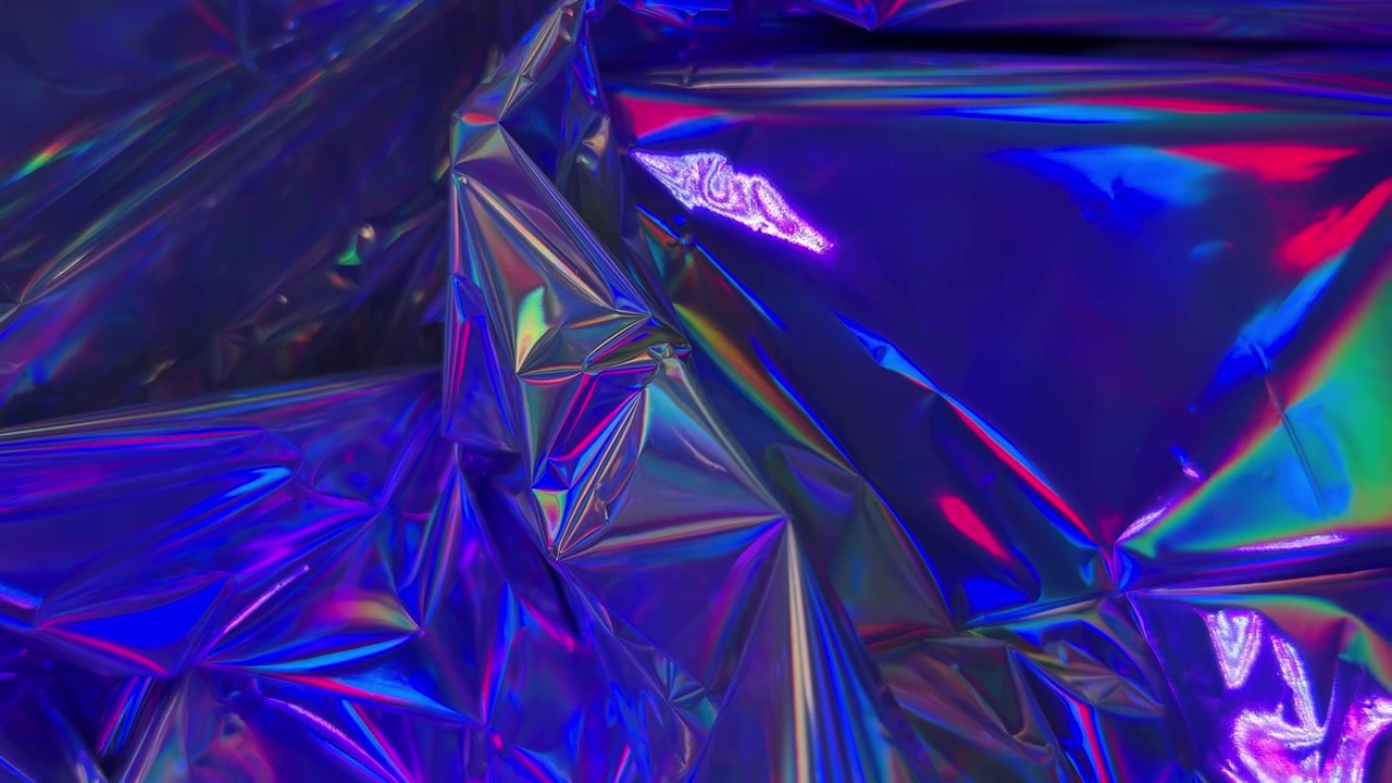 Sfondo Astratto di Lamina Metallica Iridescente Accartocciata con Colori Cangianti