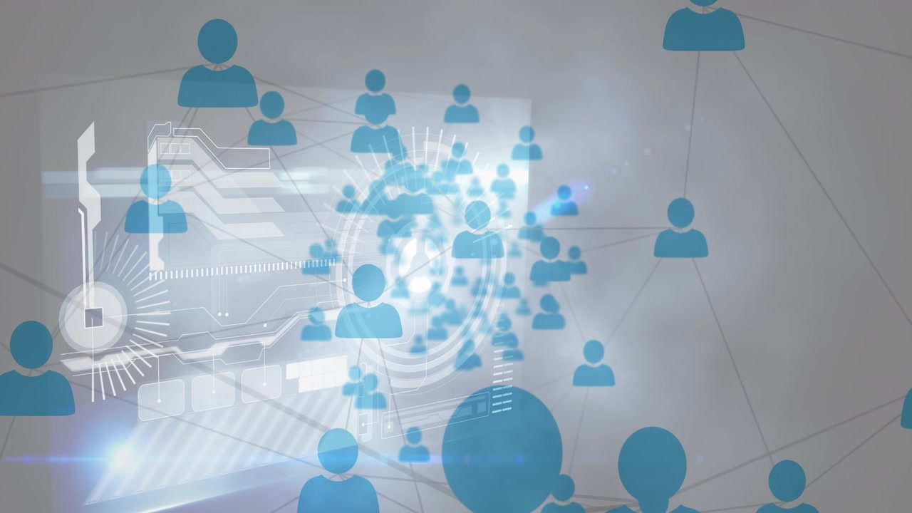 Animation of connections and diverse data on white digital screen