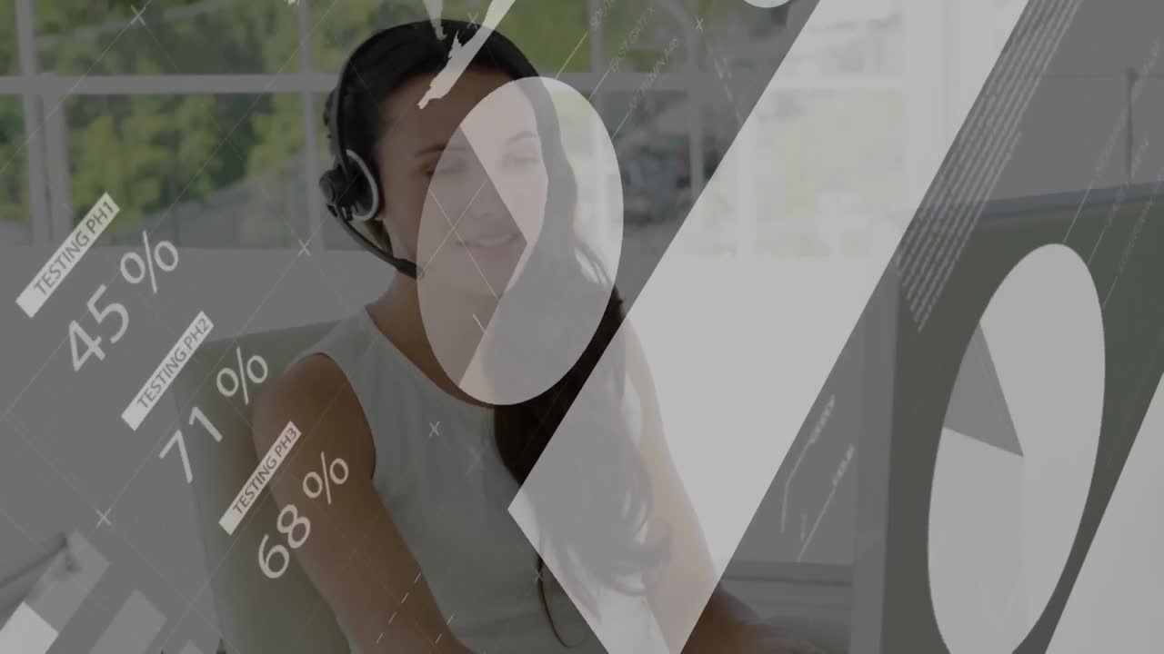 animación del procesamiento de datos con la mujer en el fondo