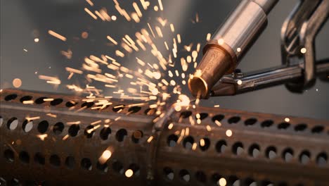laser welding machine. shot on super slow motion camera 1000 fps. laser welding is shown in close-up