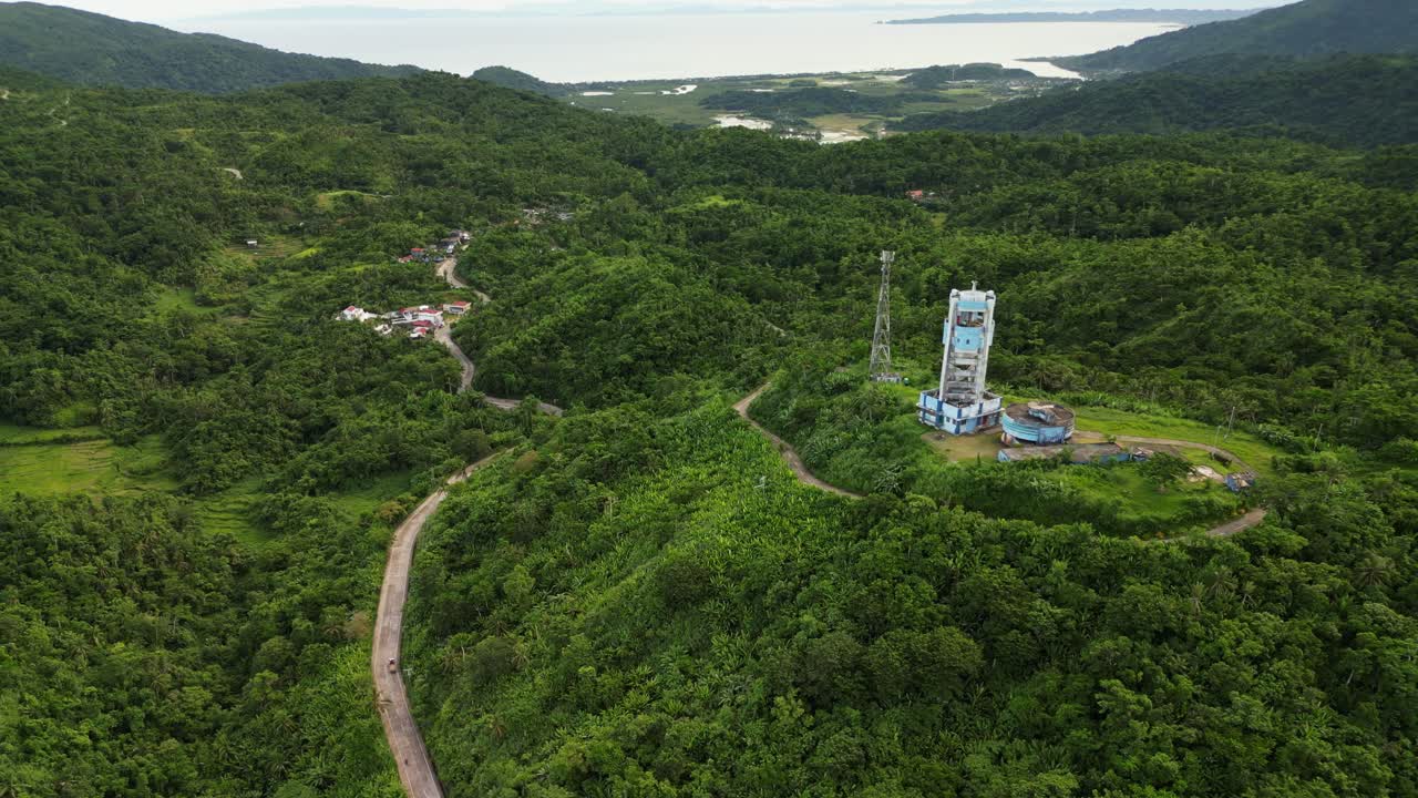 Dense Tropical Mountains Near PAGASA Virac Radar Station In Buenavista, Bato, Catanduanes, Philippines. Aerial Drone Shot