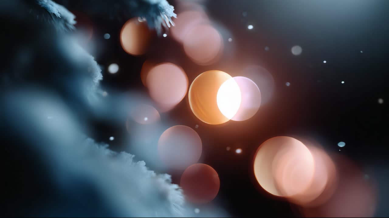Büyüleyici bulanık ışıklar, yumuşak kar yağışı ve parlayan bokeh efektleriyle büyülü bir kış harikalar diyarı ambiyansı yaratarak çevredeki şenlikli atmosferi güzelleştiriyor.