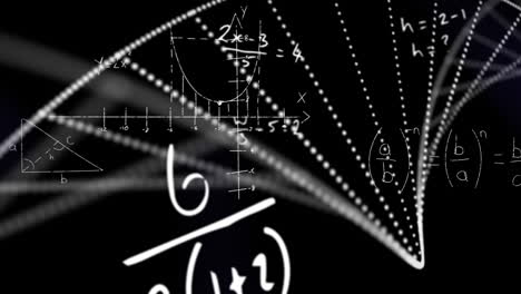 la animación digital fusiona ecuaciones matemáticas con imágenes de adn para tecnología de investigación médica.