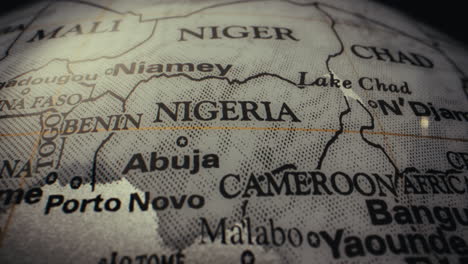 Close-up of a World Globe, Focusing on West African Countries