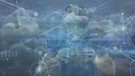 animación del procesamiento de datos por computadora sobre un jugador de fútbol americano