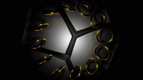 gold rings on a black background