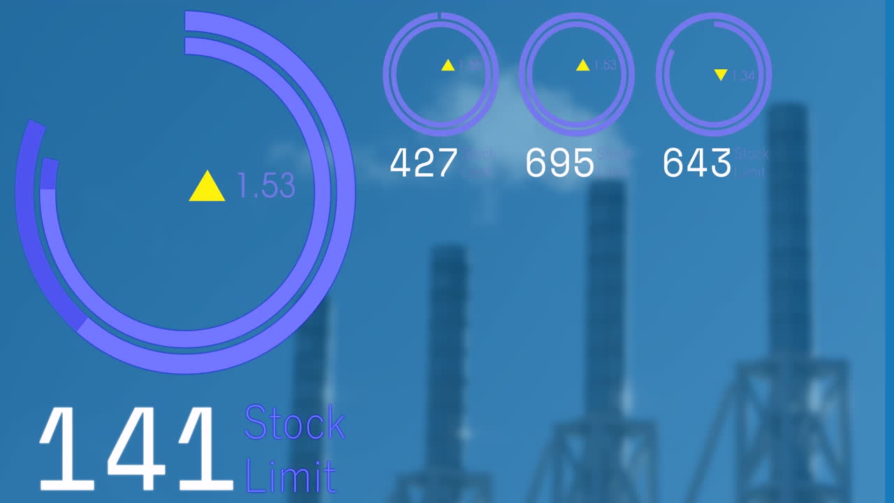 도시 풍경 위의 데이터 처리 애니메이션