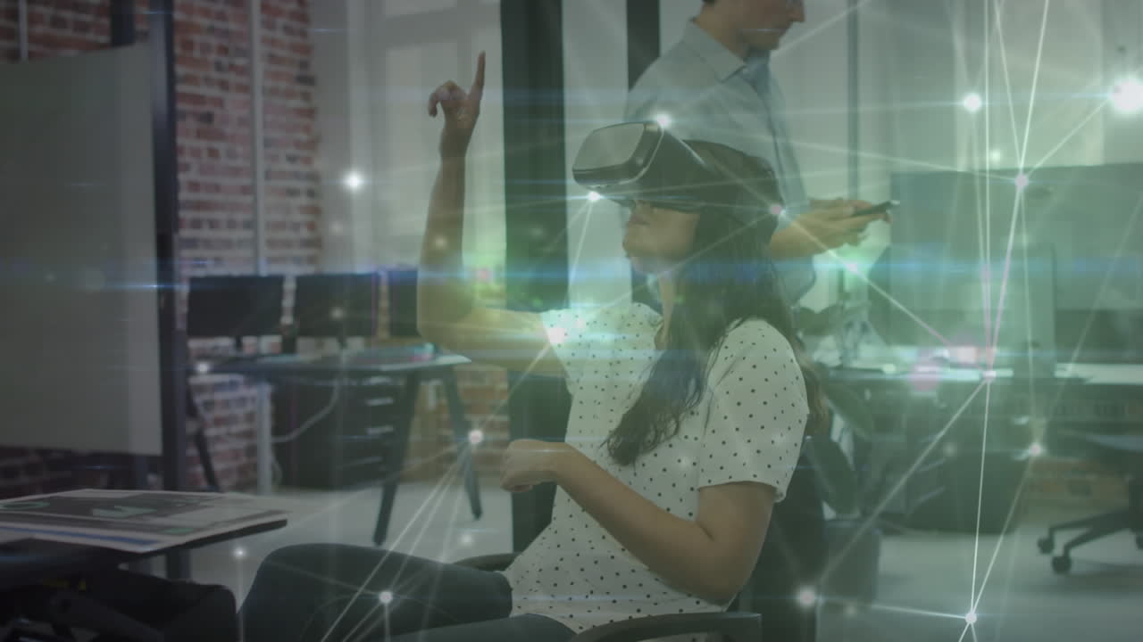 animación de la red de conexiones sobre personas de negocios en la oficina