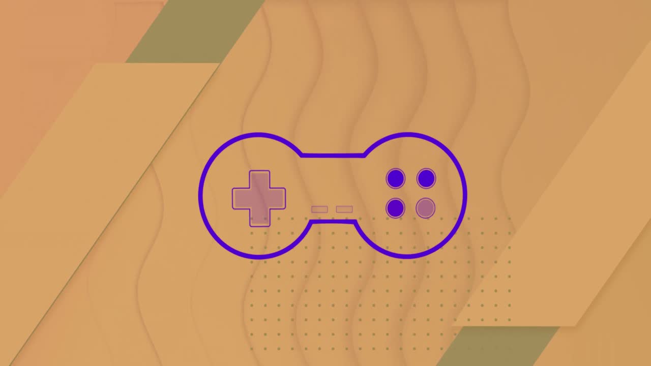 animación del icono del gamepad y las formas sobre fondo naranja