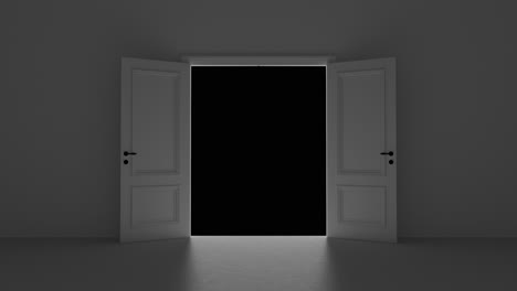 open door in dark room with alpha channel